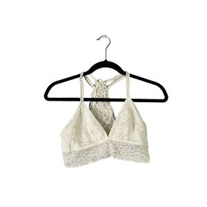 Aerie White/Off-White Floral Boho Lace Bralette Size Medium Pads Not Included